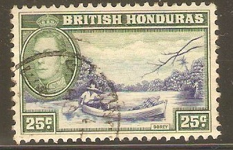 British Honduras 1938 25c Blue and green. SG157.